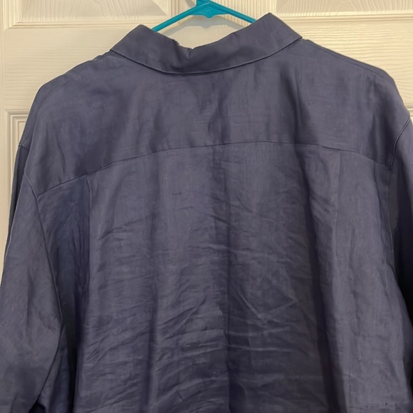 Quacker Factory Navy Blue Ramie Tunic Blouse w/ Embroidered Daisies Women’s 1X - Picture 8 of 14